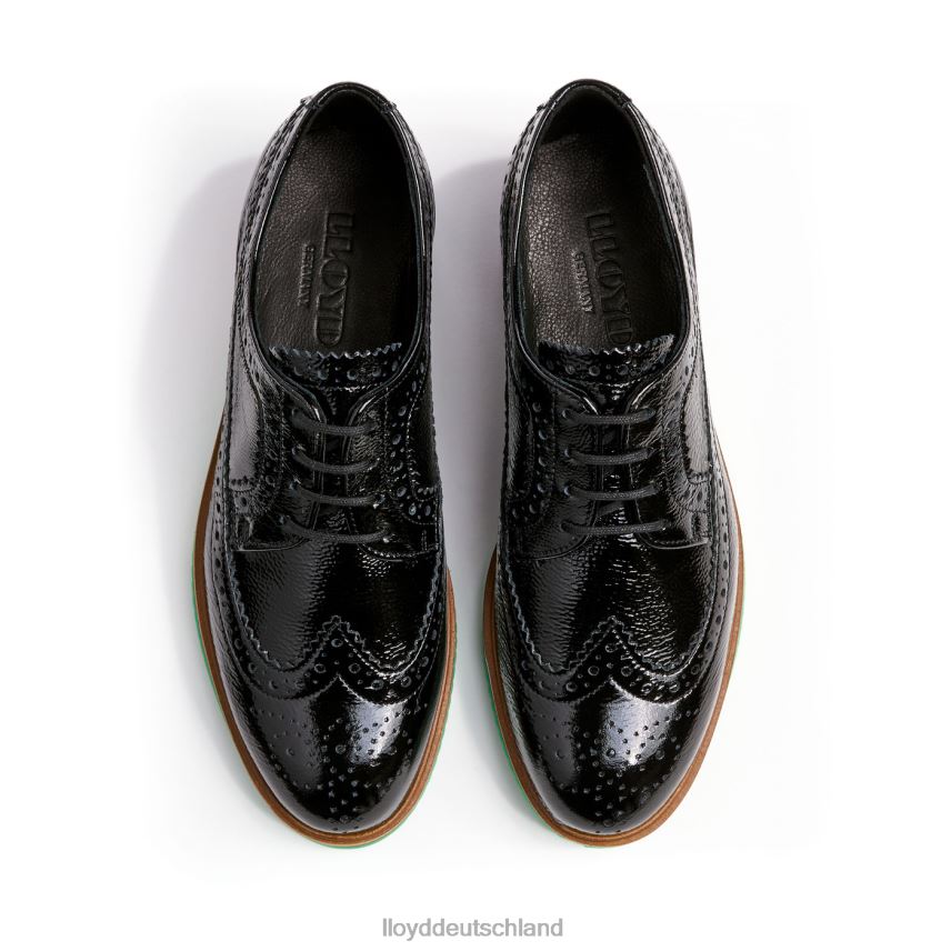 Schuhe LLOYD Halbschuhe aus grobem Leder mit Spitze Schwarz Frauen PV6Z01068