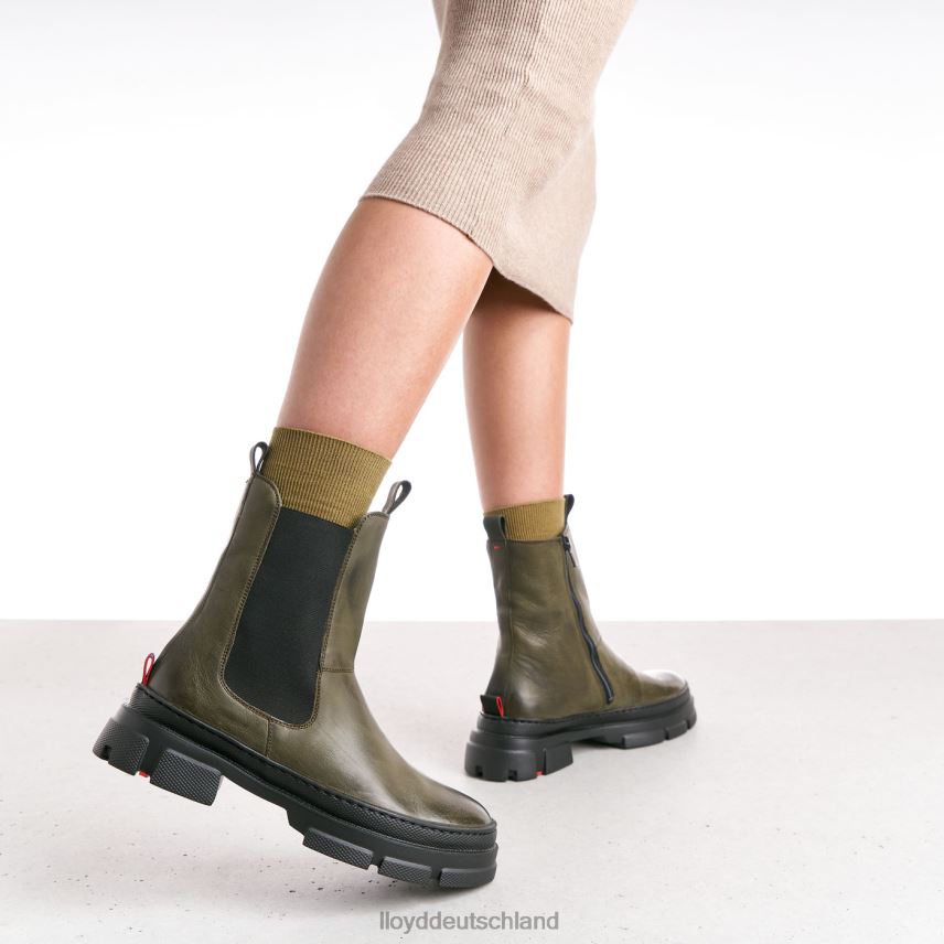 Schuhe LLOYD Slip-On-Stiefeletten aus Glattleder Grün Frauen PV6Z0930