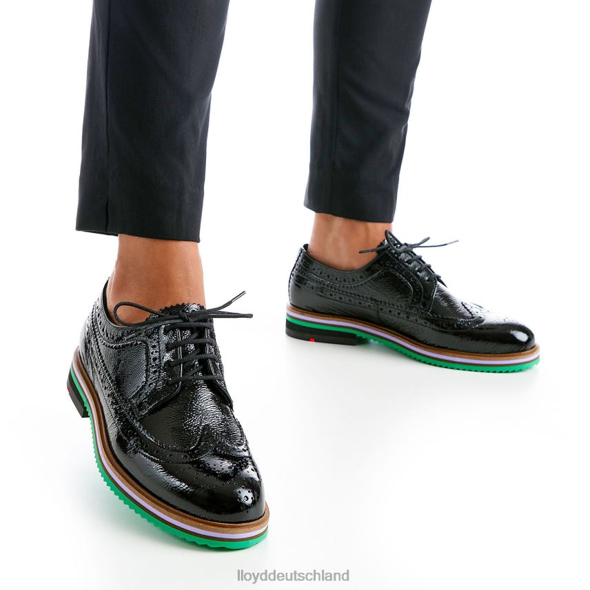 Schuhe LLOYD Halbschuhe aus grobem Leder mit Spitze Schwarz Frauen PV6Z01068