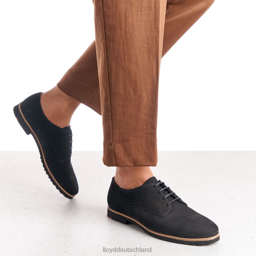 Schuhe LLOYD Halbschuhe aus grobem Leder mit Spitze Schwarz Frauen PV6Z01071